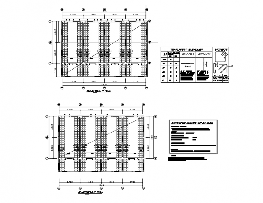 Office building front and back sectional-constructive details dwg file