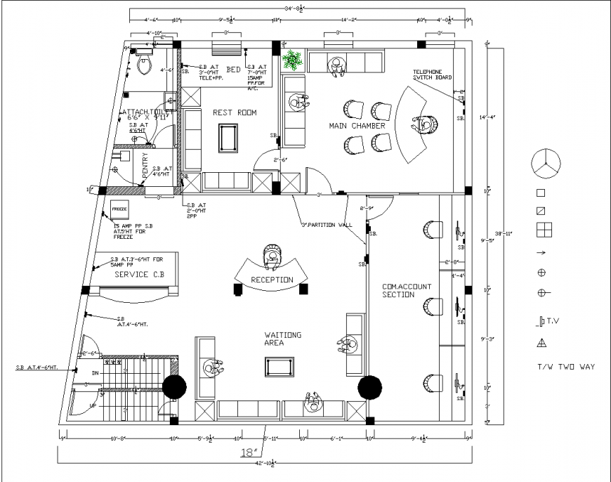 Office building furniture area drawing in dwg file.