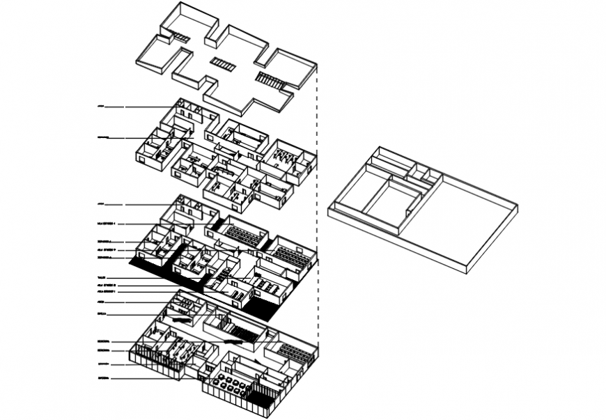 office building isometric floor plan cad drawing details dwg file