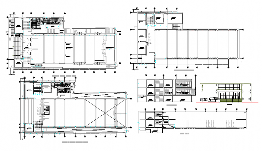 Office building sections and floor plan layout cad drawing details dwg file