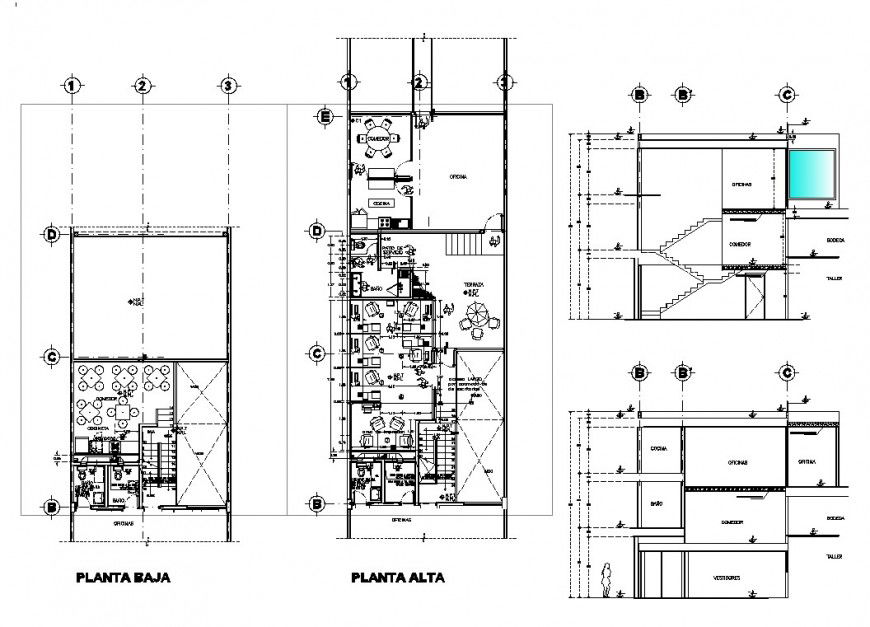 Office building structural detail 2d view CAD construction block plan and section autocad file