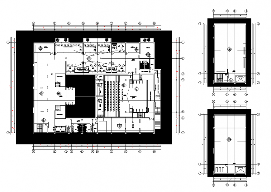 Office building structure detail plan layout autocad file