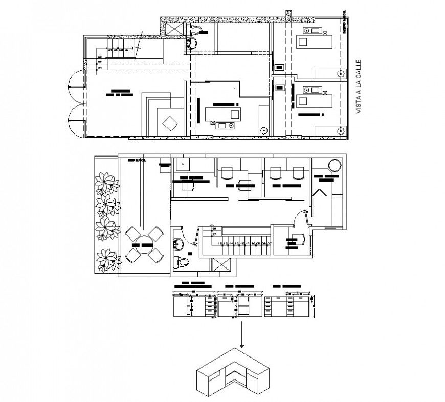 Office building structure detail 2d view layout plan file in dwg format