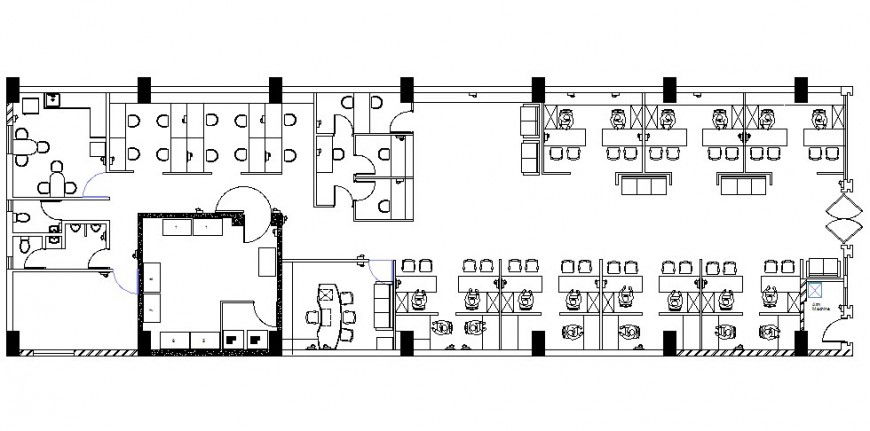 Office building structure detail plan 2d view layout dwg file