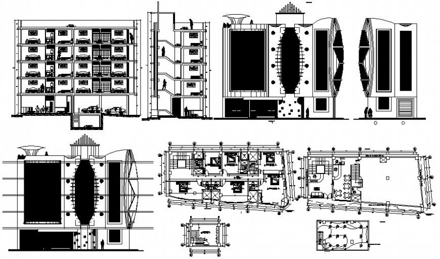 Office building units details work plan 2d view autocad file
