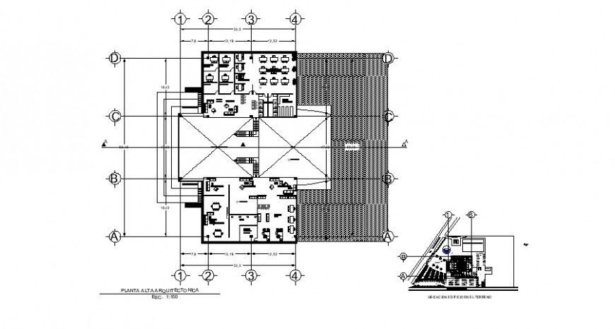 Office building working plan detail 2d view layout file in dwg format