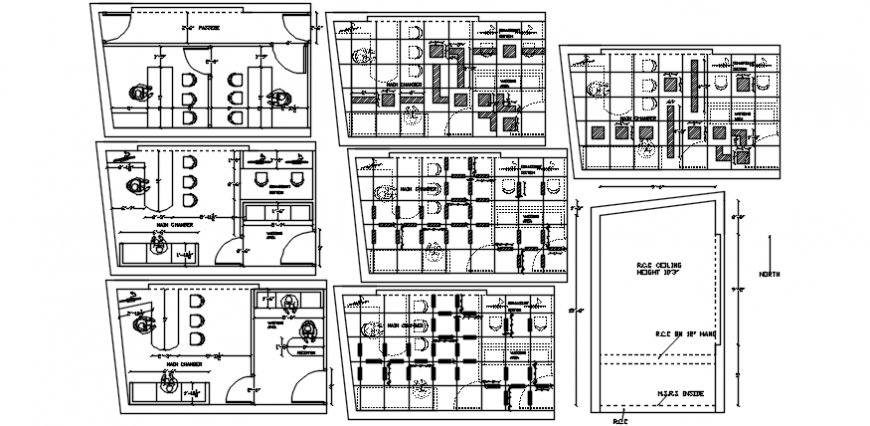Office cabin and conference 2d top view details