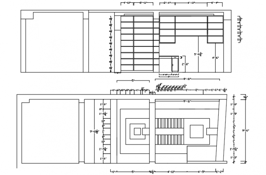 Office cabin ceiling plan, interior and structure details dwg file