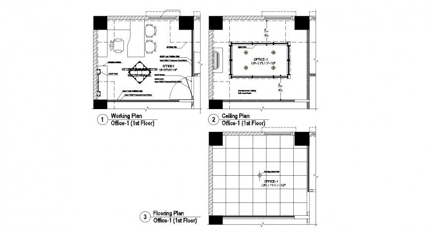 Office cabin detail working drawing in dwg AutoCAD file.