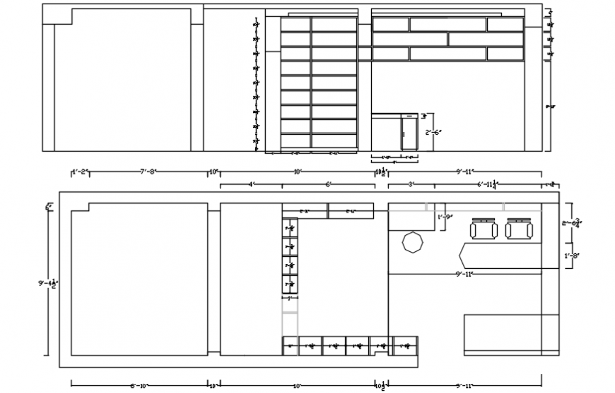 Office cabin layout plan, interior and structure details dwg file