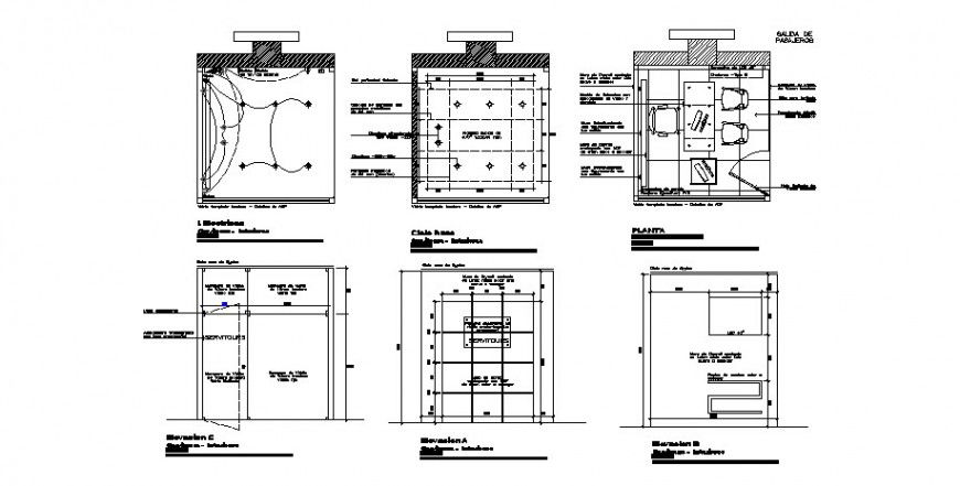 Office cabins plans, interior and furniture layout cad drawing details dwg file