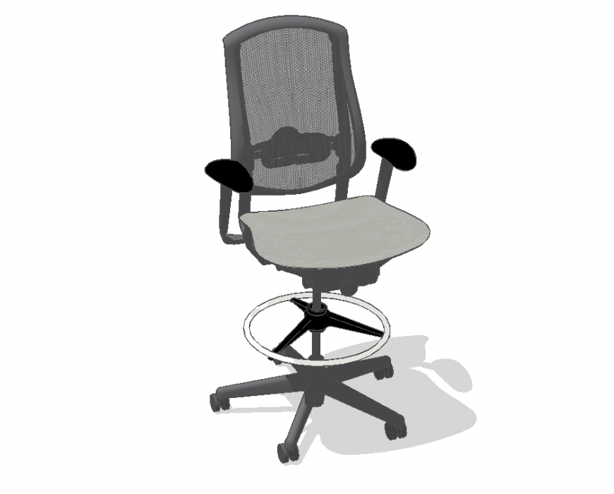 Office chair detail elevation 3d model layout sketch-up file