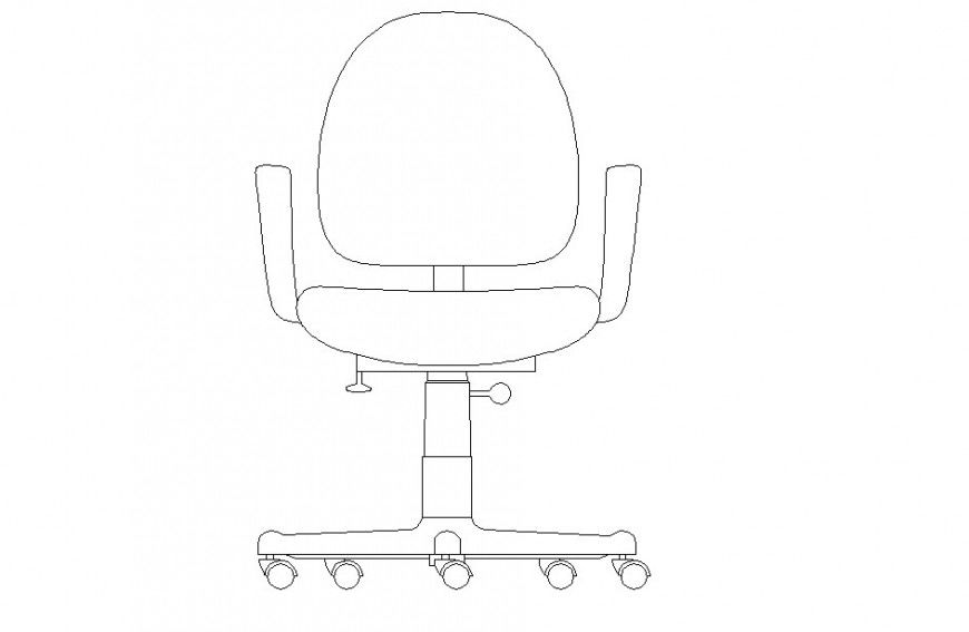 Office chair front view detail dwg file
