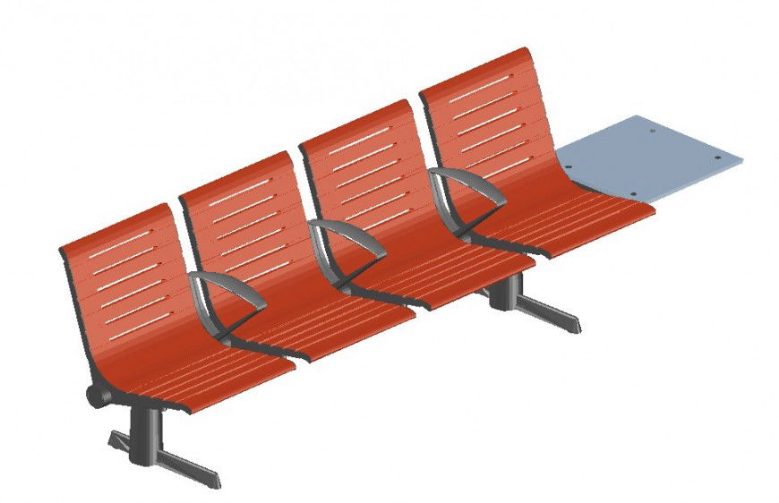 Office chair waiting area bench detailing dwg file