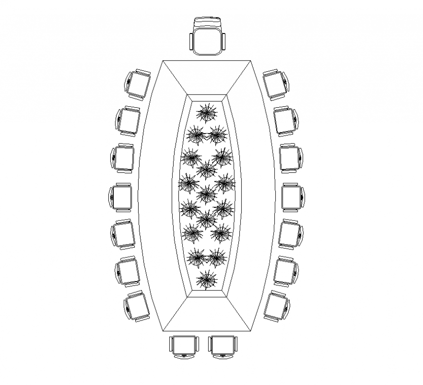 Office conference table detail elevation 2d view autocad file