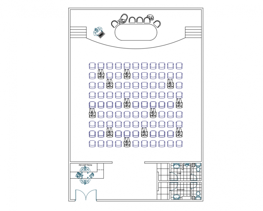 Office conference room top view plan cad drawing details dwg file