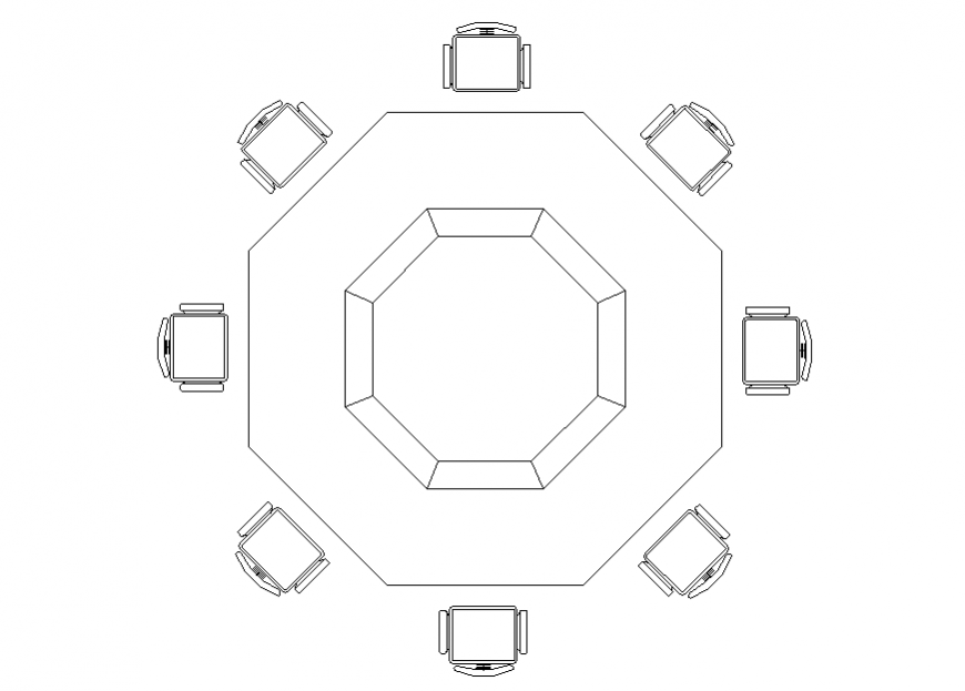 Office Conference Table 2D Plan Layout in DWG AutoCAD file