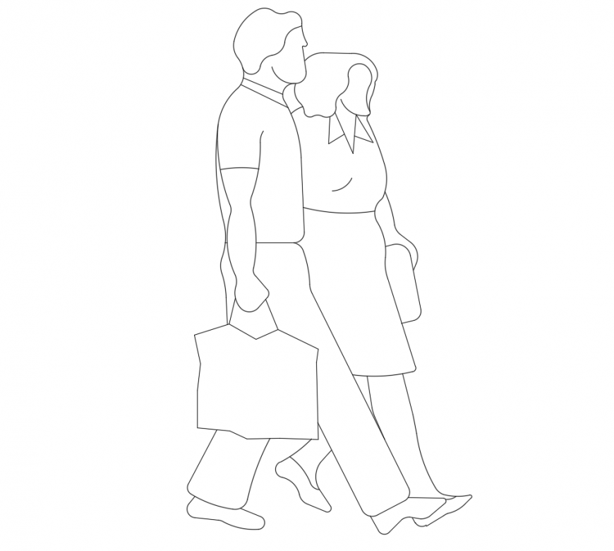Office couple 2d elevation block cad drawing details dwg file