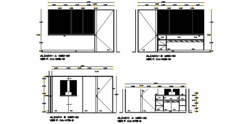 Office cupboard and furniture elevations and carpentry drawing details dwg file