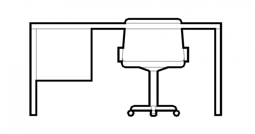 Office desk and chair elevation block drawing details dwg file