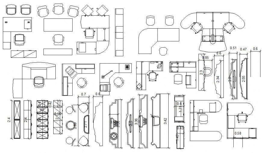 Office desk furniture blocks cad file