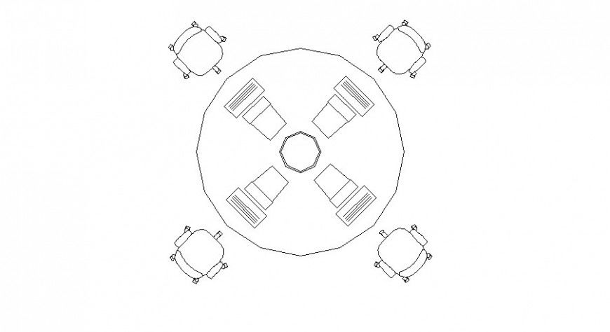 Office desk round shape top view cad block details dwg file