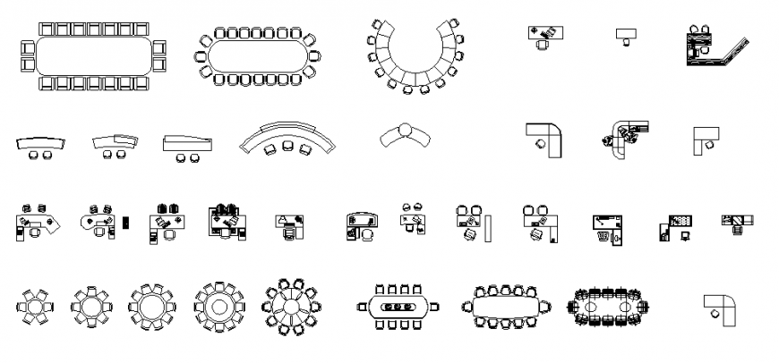 Office Desk 2D Layout Design in AutoCAD DWG Drawing File