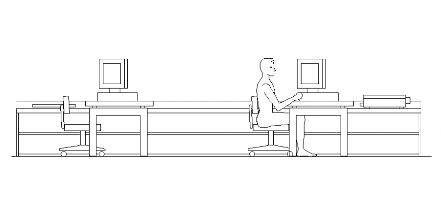 Office desks and furniture blocks with pc cad drawing details dwg file
