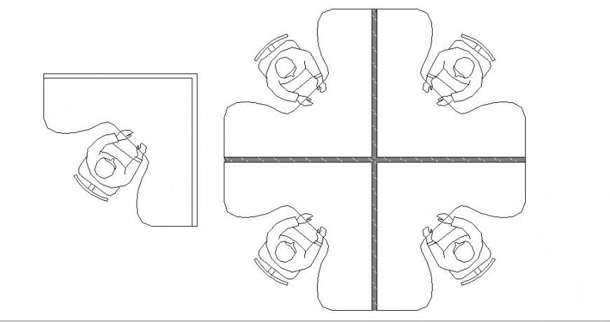 Office desks top view elevation 2d blocks cad drawing details dwg file