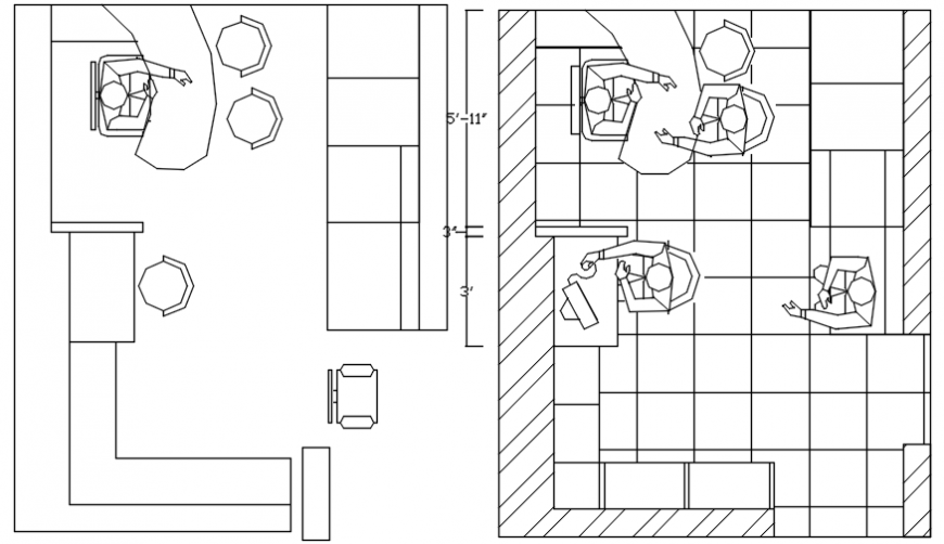 Office drawings detail 2d view layout plan autocad software file