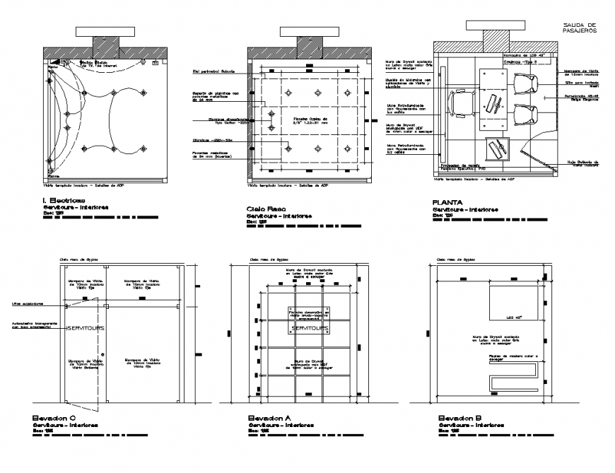 Office electrical fitting layout 2d view elevation detail dwg file