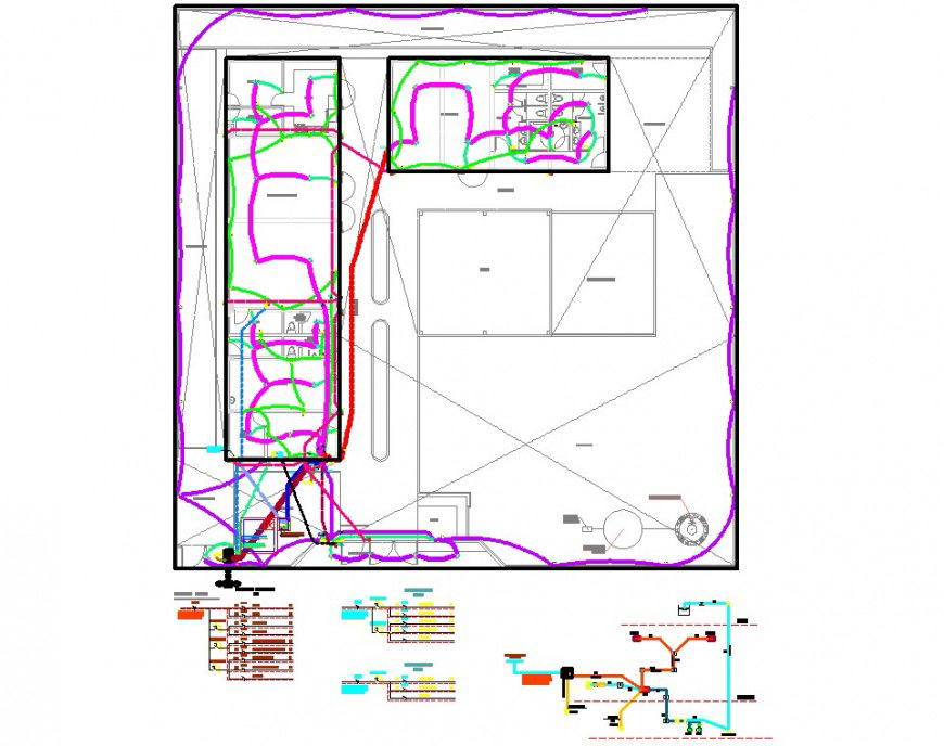 Office electrical wire detail drawing in dwg AutoCAD file.
