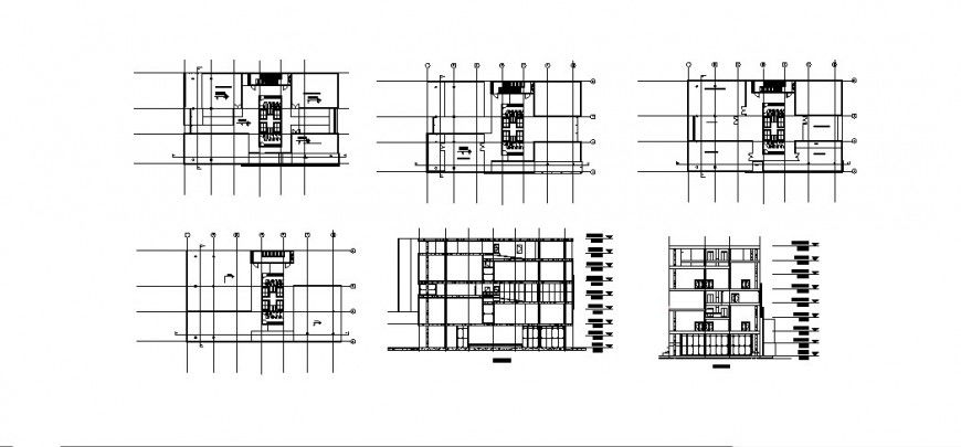 Office elevation, section and floor plan auto-cad drawing details dwg file