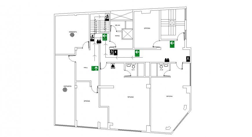 Office existing layout detail in dwg AutoCAD file.