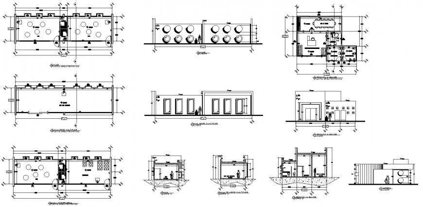 Office exterior and interior detail drawing in dwg AutoCAD file.