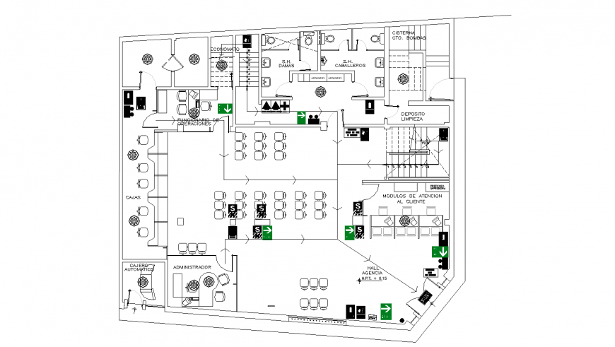Office first floor furniture layout drawing in dwg AutoCAD file.