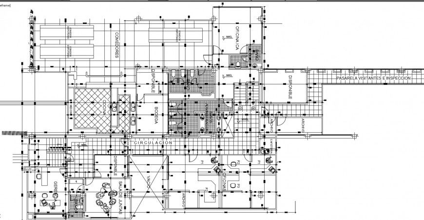 Office floor distribution with furniture cad drawing details dwg file