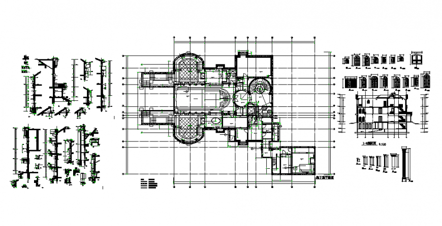 Office floor framing and constructive structure details dwg file