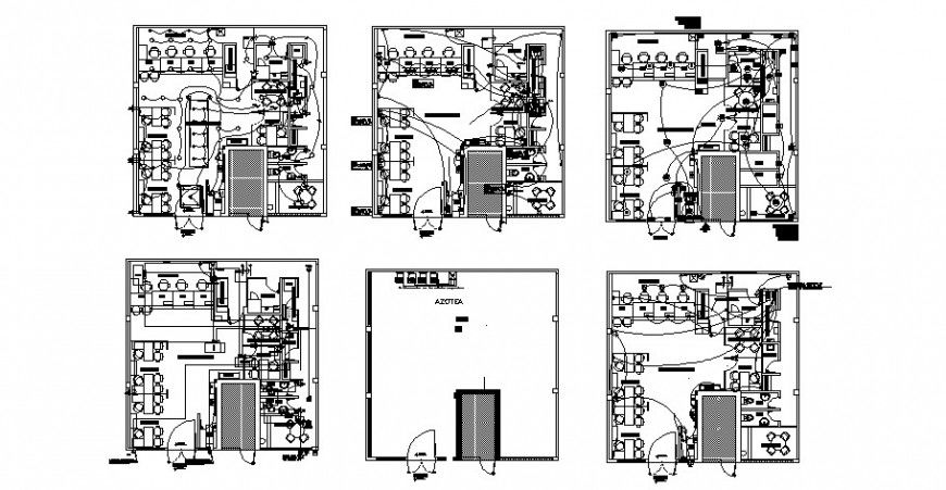 Office floor plan details with electrical installation layout auto-cad dwg file