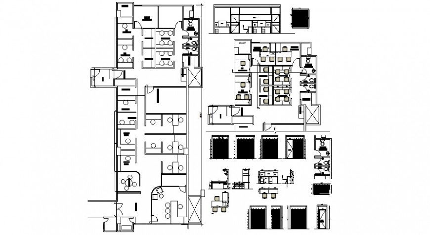 Office floor plan with detail in AutoCAD file