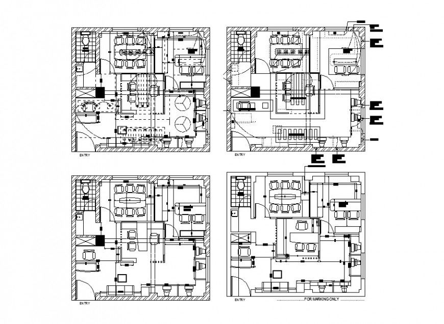 Office floors layout plan and electrical installation layout plan cad drawing details dwg file