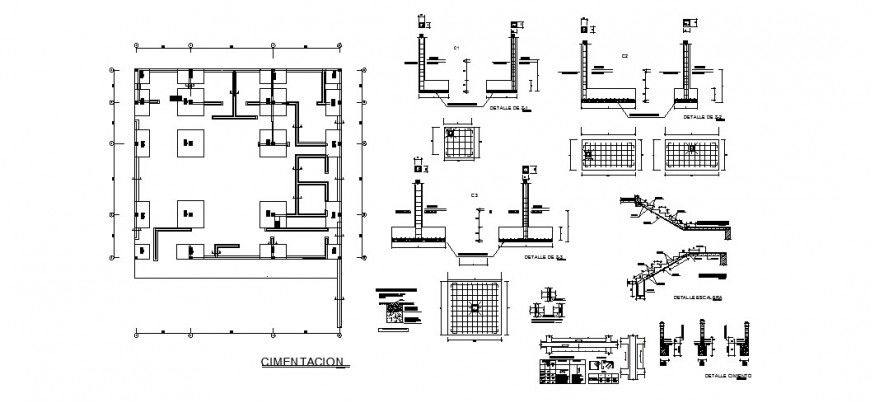 Office foundation detail drawing in dwg AutoCAD file.