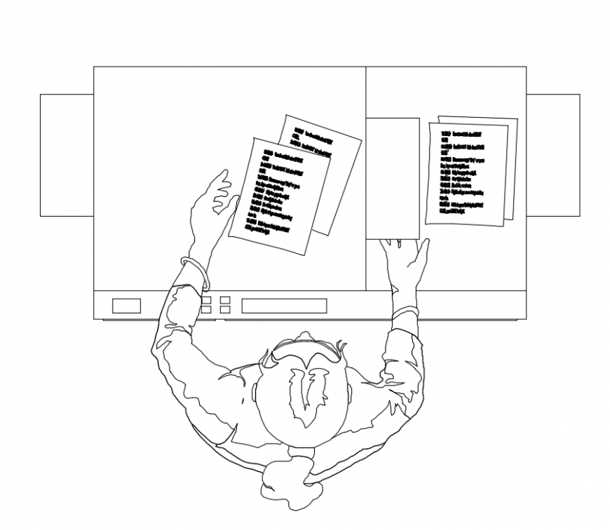 Office furn table top view cad block design dwg file
