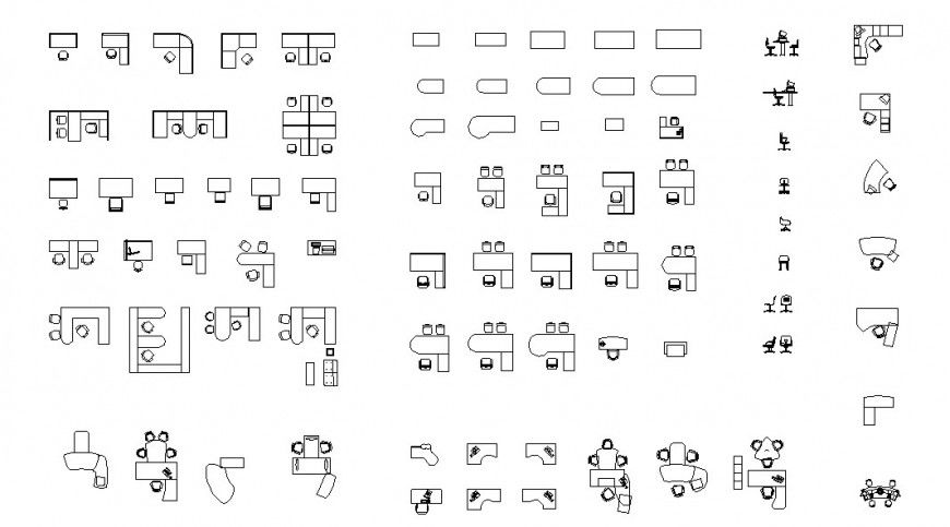 Office furniture  2d plan top detail dwg file