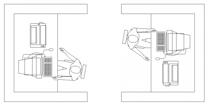 Office furniture blocks top view elevation cad drawing details dwg file