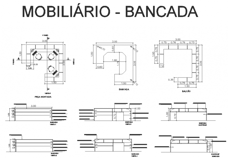Office furniture detail drawing in dwg AutoCAD file.