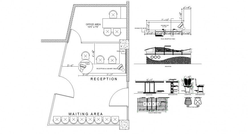 Office furniture layout plan drawing in dwg AutoCAD file.