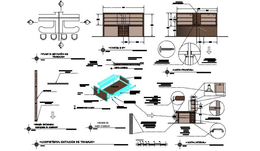 Office furniture sectional detail plan detail dwg file