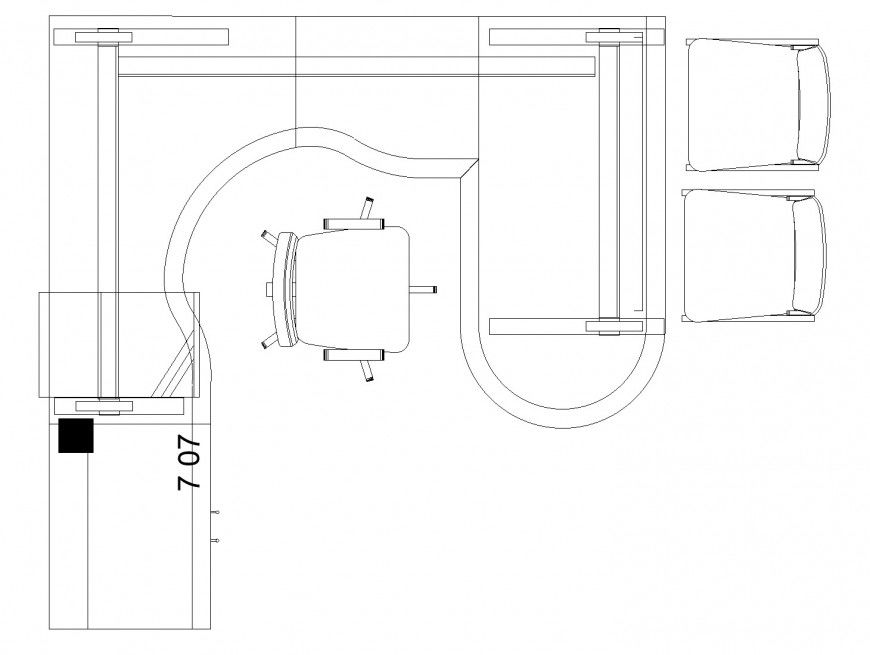 Office furniture top elevation detail dwg file