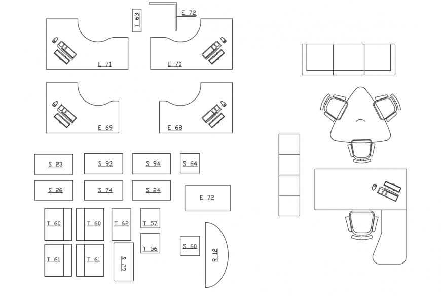 Office Furniture Working Table block design